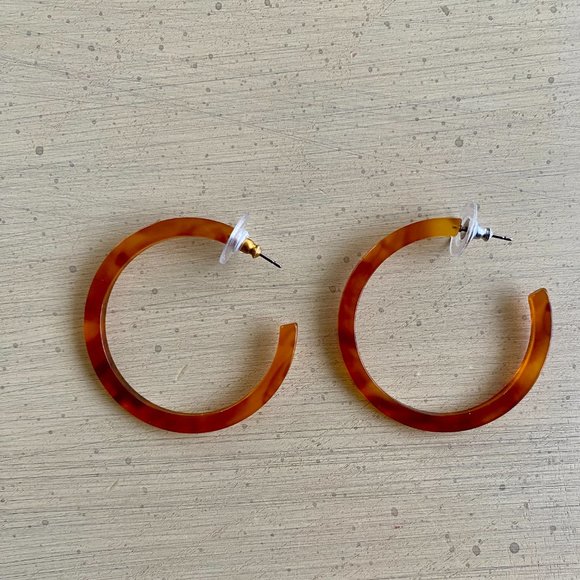 Faux Tortoise Shell Hoop Earrings - Picture 2 of 5